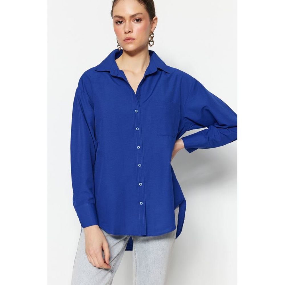 NWT Trendyol Women Oversize Shirt collar Woven Shirt